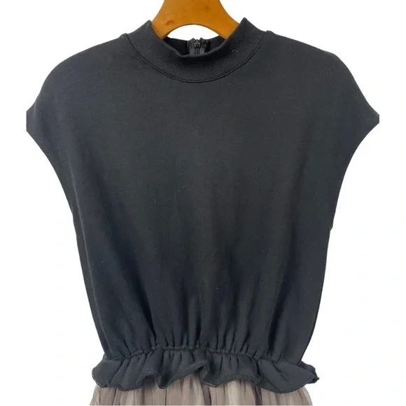 Black Knit Top with Gray Chiffon Skirt Women's Dress - Picture 4 of 8